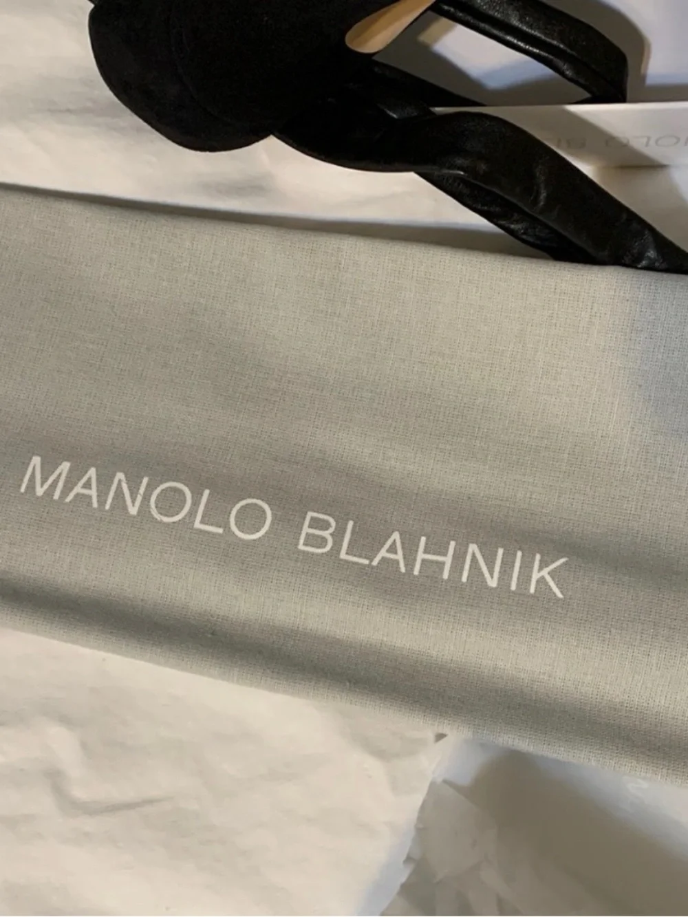Manolo Blahnik Black Wrap-Ankle Stiletto Sandals